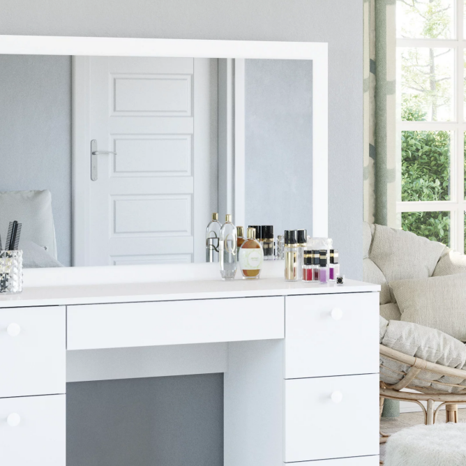 Modern Vanity Desk, White Finish, for Bedroom - Urban Living Furniture (Los Angeles, CA)