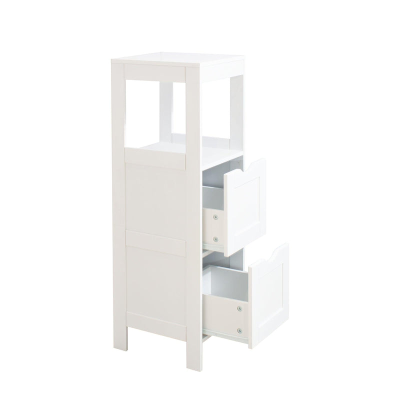 White Floor Cabinet with 2 Drawer WoodenStorage Cabinet Multifunctional BathroomStorage Organizer Rack Stand - Urban Living Furniture (Los Angeles, CA)