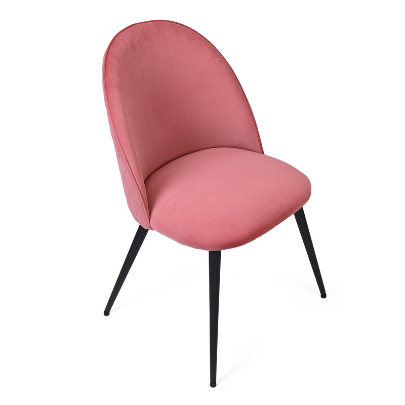 Dining Chair, Pink Velvet, Metal Black legs, Set of 2 Side Chairs
