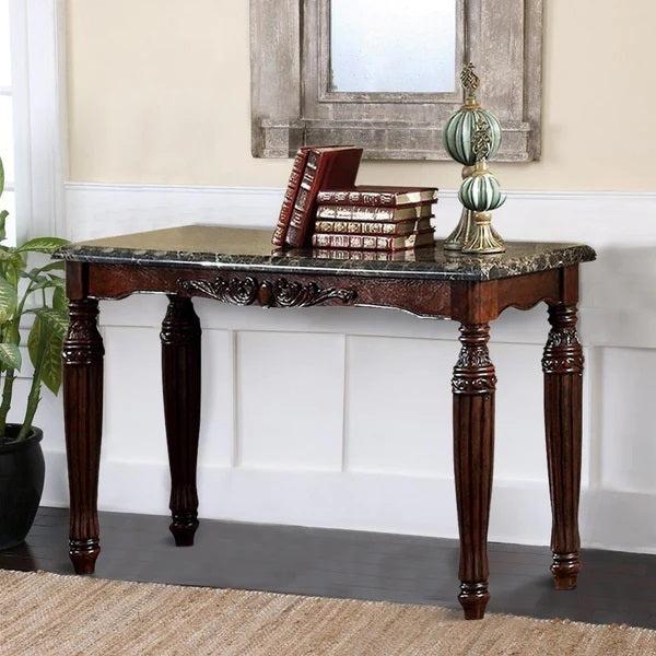 Traditional Espresso Solid wood Sofa Table Faux Marble Top Intricate design Living Room Furniture - Urban Living Furniture (Los Angeles, CA)