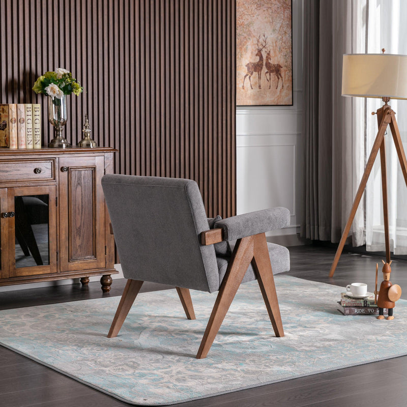 Accent chair, KD rubber wood legs with Walnut finish. Fabric cover the seat. With a cushion.Grey - Urban Living Furniture (Los Angeles, CA)