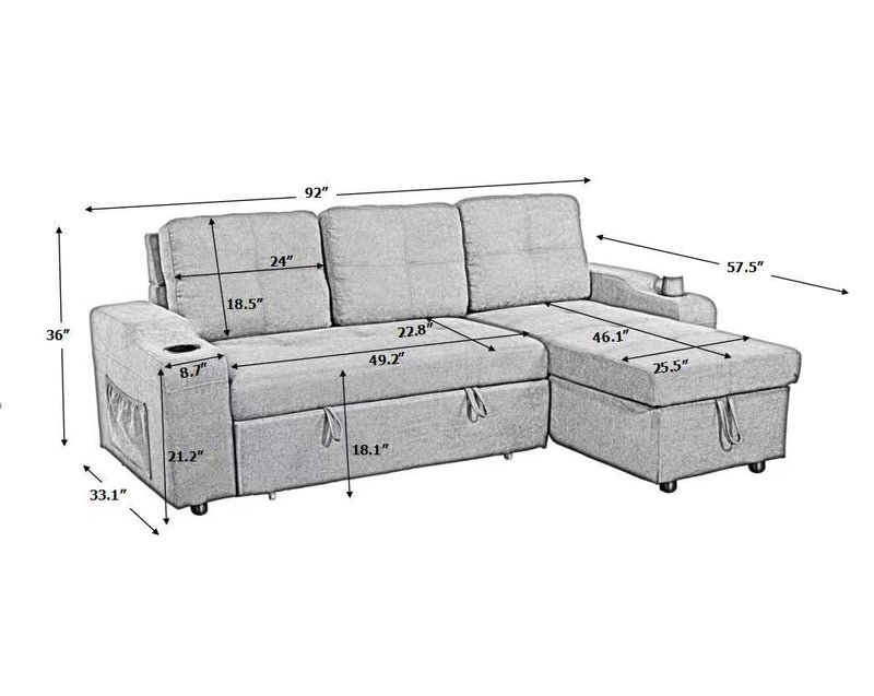 convertible corner sofa with armrestStorage, living room and apartment sectional sofa, right chaise longue and grey - Urban Living Furniture (Los Angeles, CA)