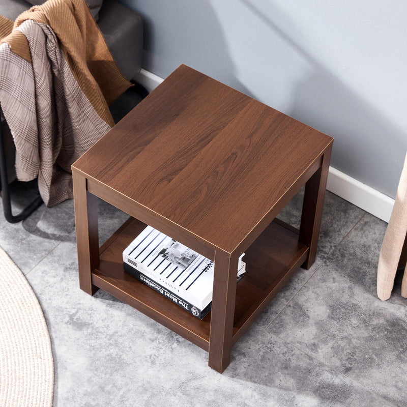 Classic brown Side Table , 2-Tier Small Space End Table ,Modern Night Stand, Sofa table, Side Table withStorage Shelve - Urban Living Furniture (Los Angeles, CA)