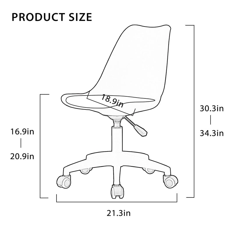 Modern Home Office Desk Chairs, Adjustable 360 °Swivel  Chair Engineering  Plastic Armless Swivel Computer  Chair With Wheels for Living Room, Bed Room Office Hotel Dining Room and White. - Urban Living Furniture (Los Angeles, CA)