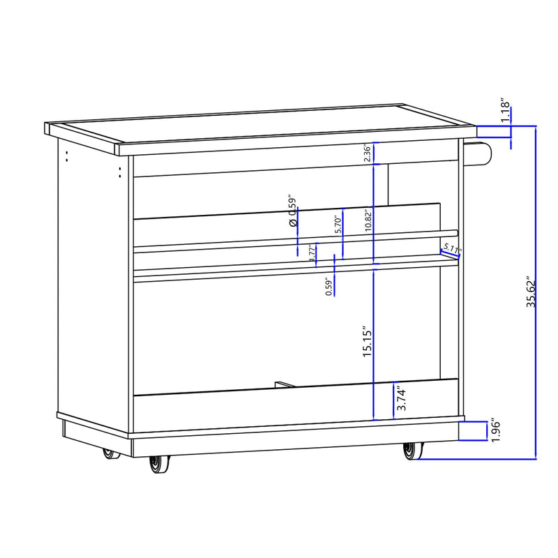 Kitchen Cart Rolling Mobile Kitchen Island Solid Wood Top, Kitchen Cart With 2 Drawers,Tableware Cabinet（White） - Urban Living Furniture (Los Angeles, CA)