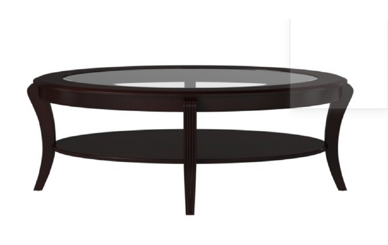 Rich Espresso Finish 1pc Cocktail Table with Glass Inserted Top Curve Legs Lower Display Shelf Stylish Living Room Furniture Coffee Table - Urban Living Furniture (Los Angeles, CA)