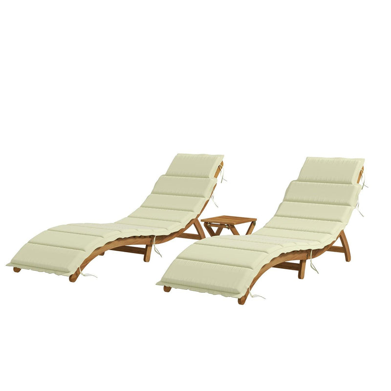 Pierus 71.6" Long Acacia Chaise Lounge Set with Cushions and Table