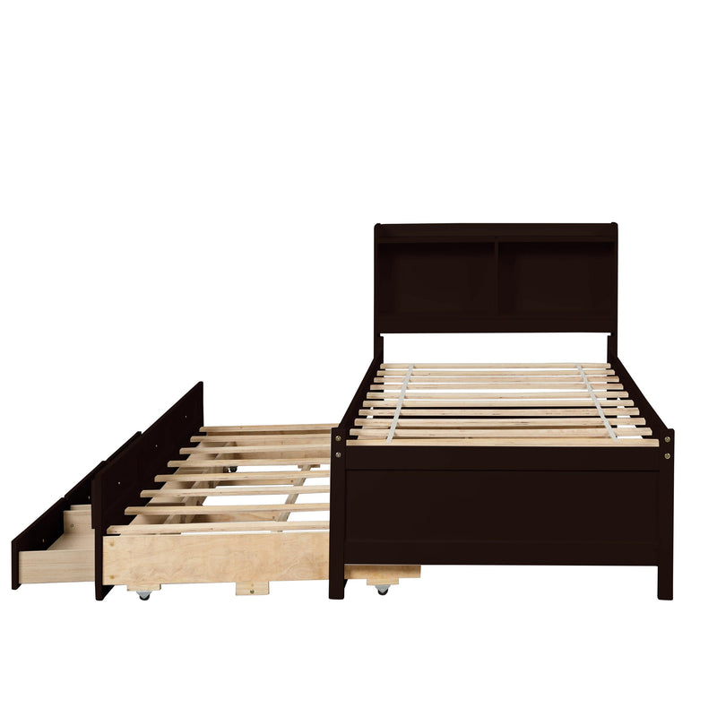 Full Bed with Bookcase,Twin Trundle,Drawers,Espresso - Urban Living Furniture (Los Angeles, CA)