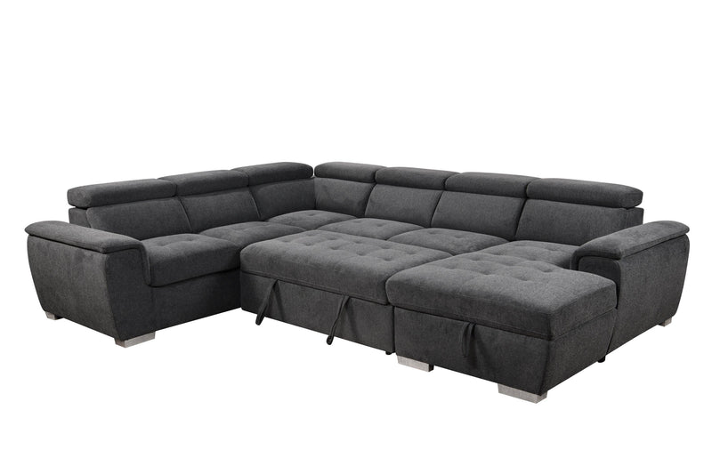 125"Modern U Shaped 7-seat Sectional Sofa Couch with Adjustable Headrest, Sofa Bed withStorage Chaise-Pull Out Couch Bed for Living Room ,Dark Gray - Urban Living Furniture (Los Angeles, CA)