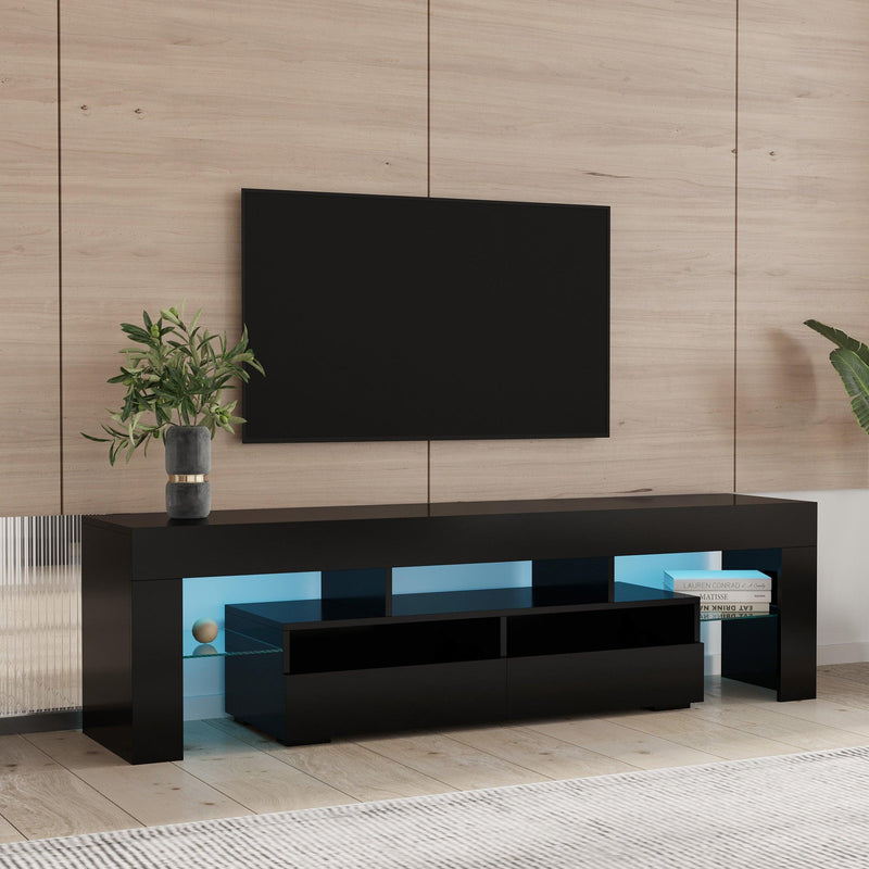 Living Room Furniture TV Stand Cabinet with 2 Drawers & 2 open shelves,20-color RGB LED lights with remote,Black - Urban Living Furniture (Los Angeles, CA)