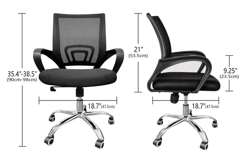 Simple Deluxe Task Office Chair Ergonomic Mesh Computer Chair with Wheels and Arms and Lumbar Support Adjustable Height Study Chair for Students Teens Men Women for Dorm Home Office,Black