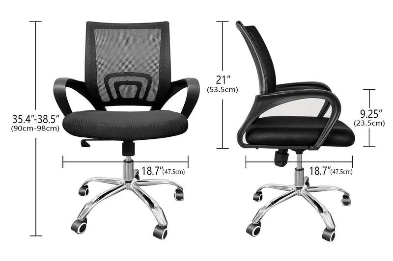 Simple Deluxe Task Office Chair Ergonomic Mesh Computer Chair with Wheels and Arms and Lumbar Support Adjustable Height Study Chair for Students Teens Men Women for Dorm Home Office,Black - Urban Living Furniture (Los Angeles, CA)