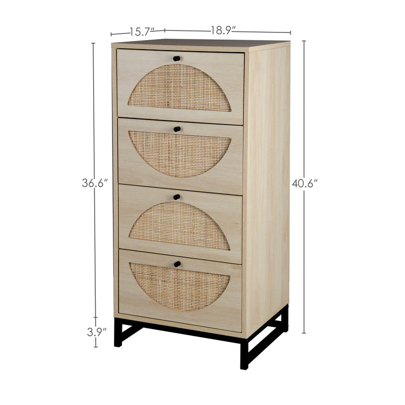 Natural rattan, Cabinet with 4 drawers, Suitable for living room, bedroom and study, Diversified Storage - Urban Living Furniture (Los Angeles, CA)