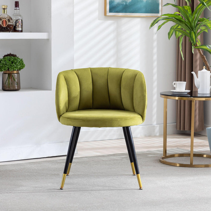 Olive Green Velvet lounge chair, black metal feet, unique back design, suitable for office, living room, bedroom - Urban Living Furniture (Los Angeles, CA)