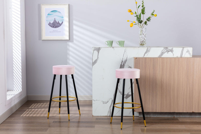 Counter Height Bar Stools Set of 2, Velvet Kitchen Stools Upholstered Dining Chair Stools 24 Inches Height with Golden Footrest for Kitchen Island Coffee Shop Bar Home Balcony, - Urban Living Furniture (Los Angeles, CA)