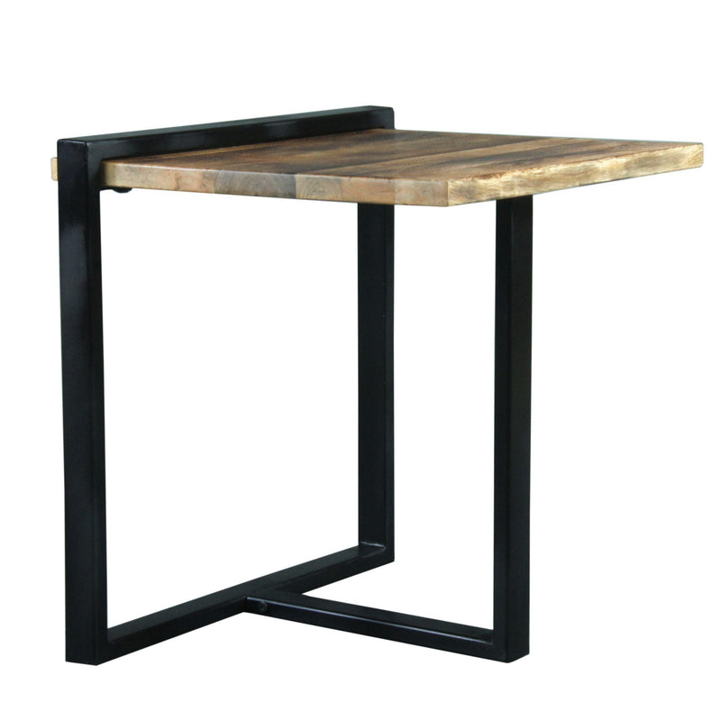 Industrial End Table with Wooden Rectangular Top and Metal Frame, Brown and Black - Urban Living Furniture (Los Angeles, CA)