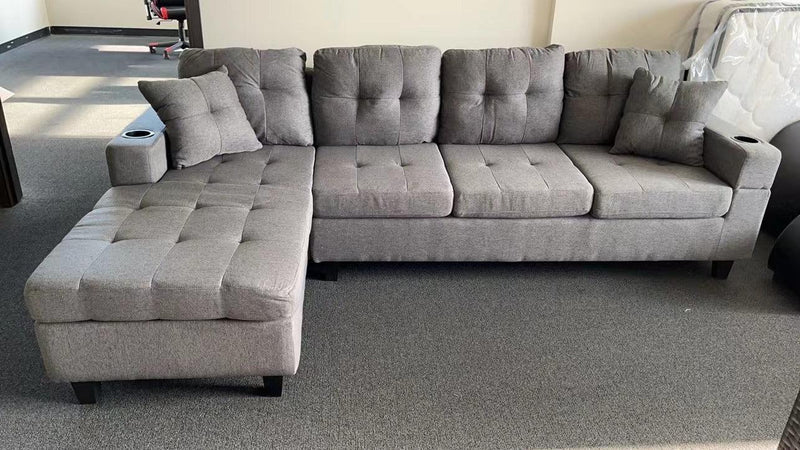 sectional sofa left with footrest, convertible corner sofa with armrestStorage, sectional sofa for living room and apartment, chaise longue left (grey) - Urban Living Furniture (Los Angeles, CA)