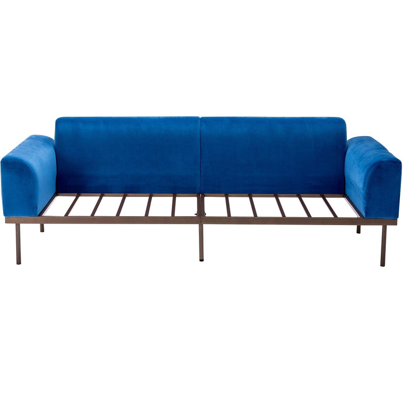 Modern Velvet Sofa with Metal Legs,Loveseat Sofa Couch with Two Pillows for Living Room and Bedroom,Blue - Urban Living Furniture (Los Angeles, CA)