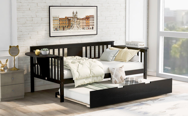 Twin Wooden Daybed with Trundle Bed  , Sofa Bed for Bedroom Living Room, Espresso - Urban Living Furniture (Los Angeles, CA)