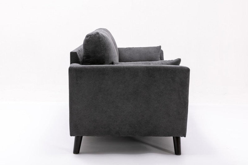Damian Gray Velvet Fabric Sofa Loveseat Living Room Set