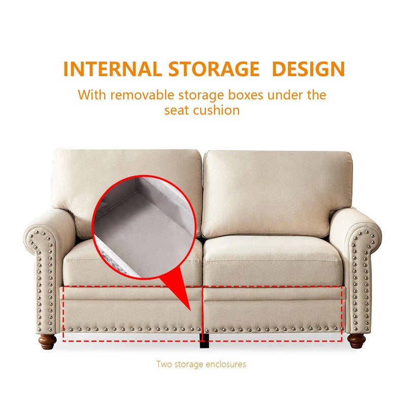 Linen Fabric Upholstery withStorage Sofa 2+3 Sectional (Beige) - Urban Living Furniture (Los Angeles, CA)