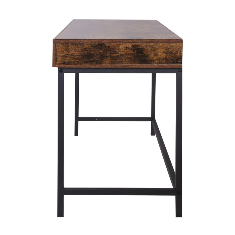 Industrial Grained Wooden Computer Desk with 2 Drawers, Brown and Black - Urban Living Furniture (Los Angeles, CA)