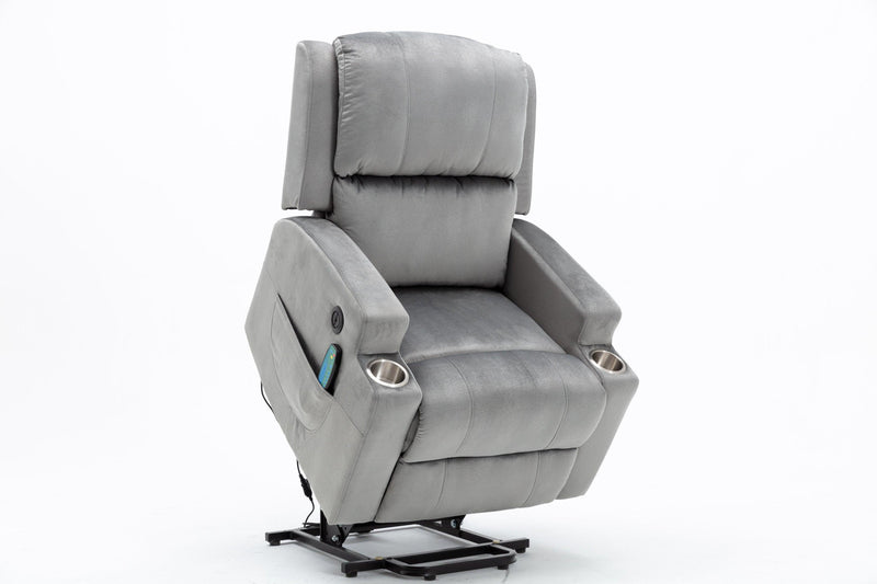 Electric Lift Recliner for the Elderly with Massage Therapy and Heat, Power Lift Chair, with 2 Cupholders, Sofa sSuitable for Living Room& Bed Room, Grey - Urban Living Furniture (Los Angeles, CA)