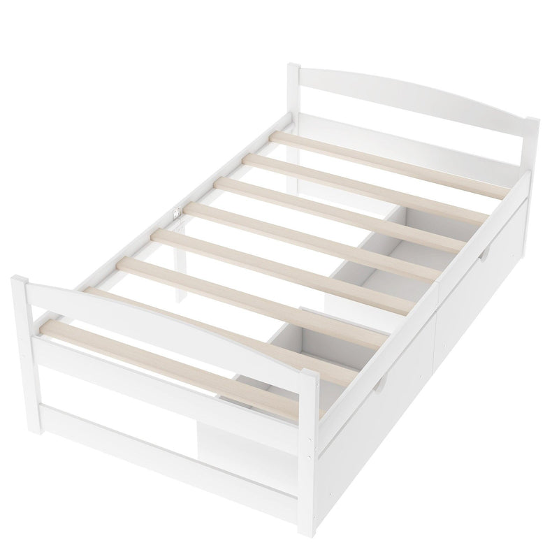 Twin size platform bed, with two drawers, white - Urban Living Furniture (Los Angeles, CA)