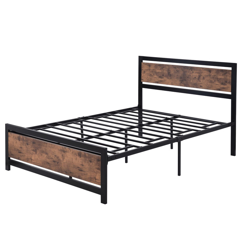 Metal and Wood Bed Frame with Headboard and Footboard ,Full Size Platform Bed ,No Box Spring Needed, Easy to Assemble(BLACK) - Urban Living Furniture (Los Angeles, CA)