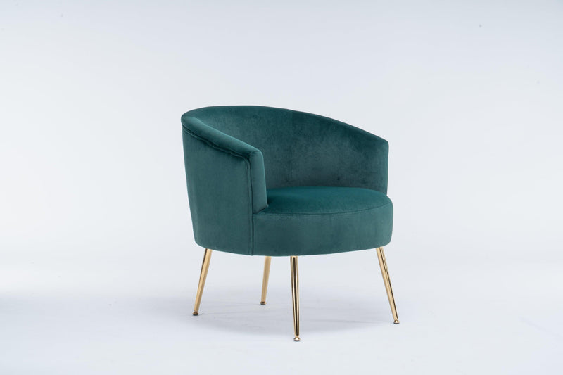 Velvet Accent Armchair Tub Barrel Chair With Gold Metal Legs,Dark Green - Urban Living Furniture (Los Angeles, CA)