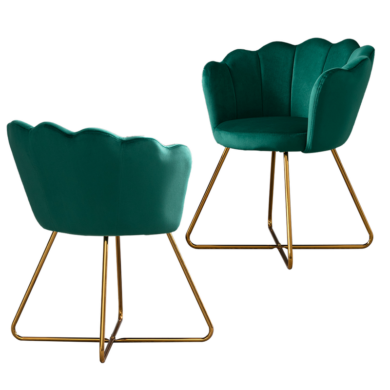 Zen Zone Velvet Accent/Conversation Lounge Chair With Iron Metal Gold Plated Legs, Suitable For Office, Lounge, Living Room, Set of 2, Green - Urban Living Furniture (Los Angeles, CA)