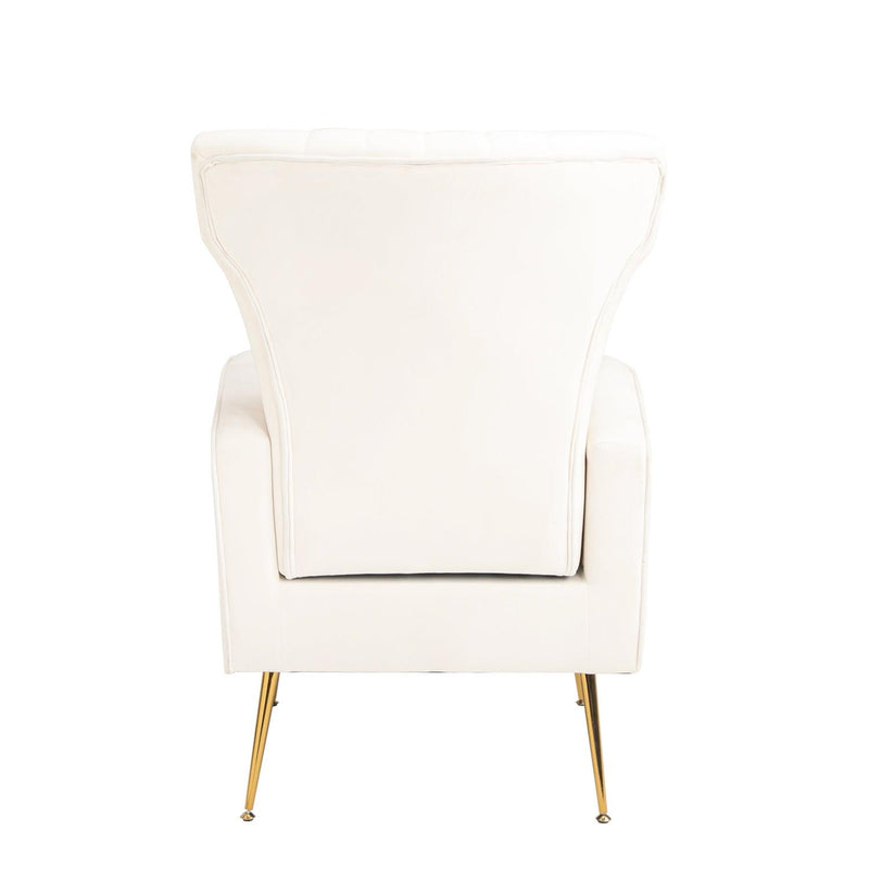 Velvet Accent Chair, Wingback Arm Chair with Gold Legs, Upholstered Single Sofa for Living Room Bedroom, White - Urban Living Furniture (Los Angeles, CA)