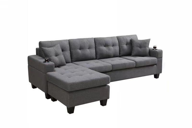 sectional sofa left with footrest, convertible corner sofa with armrestStorage, sectional sofa for living room and apartment, chaise longue left (grey) - Urban Living Furniture (Los Angeles, CA)