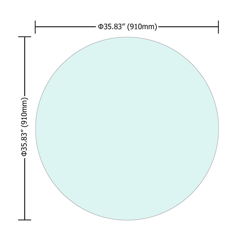 36" Inch Round Tempered Glass Table Top Clear Glass 1/4" Inch Thick Flat Polished Edge