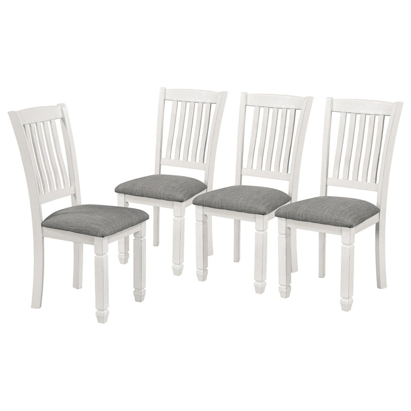 7-Piece Dining Table Set Wood Dining Table and 6 Upholstered Chairs with Shaped Legs for Dining Room/Living Room Furniture (Gray+White)