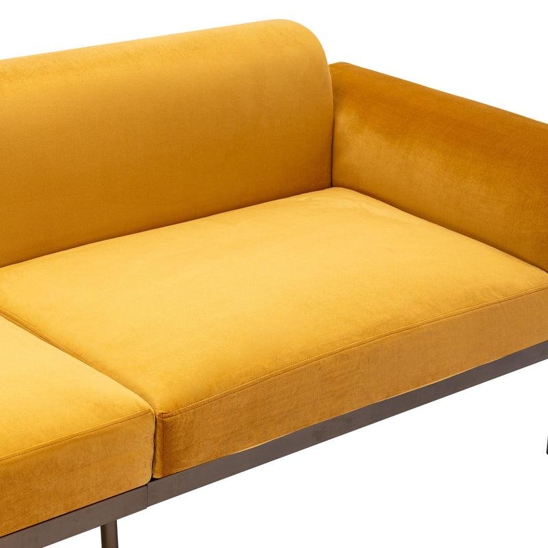 Modern Velvet Sofa with Metal Legs,Loveseat Sofa Couch with Two Pillows for Living Room and Bedroom, Mustard - Urban Living Furniture (Los Angeles, CA)