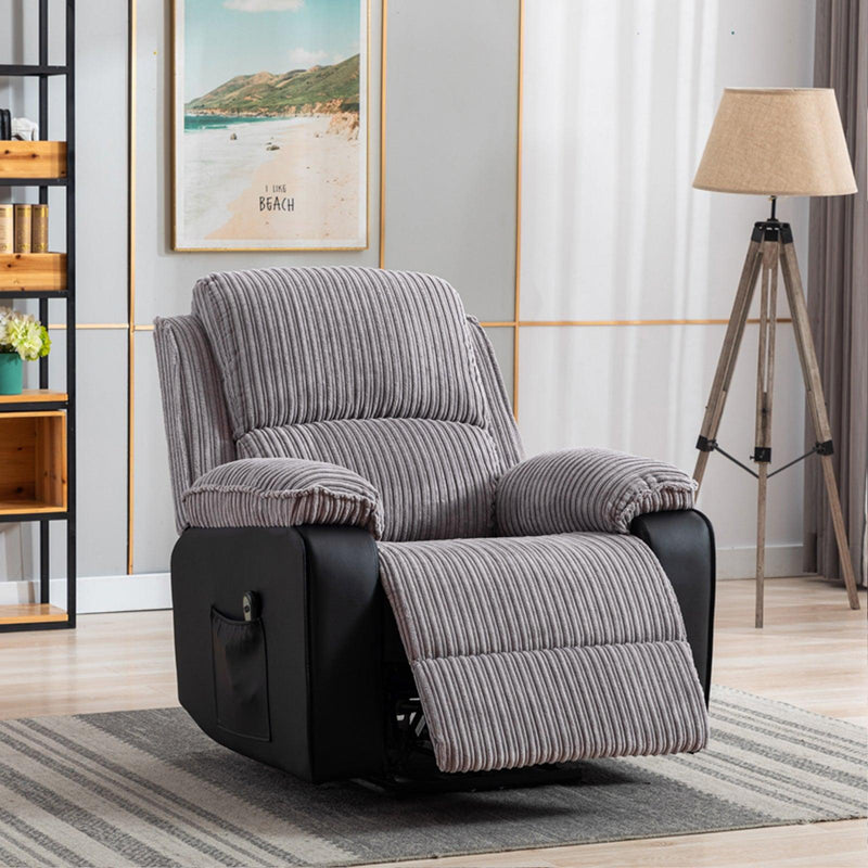 Grey Fabric Recliner Chair  Theater Single Recliner Thick Seat and Backrest, suitable for living room, side bags Electric sofa chair, electric remote control.The angle can adjust freely - Urban Living Furniture (Los Angeles, CA)