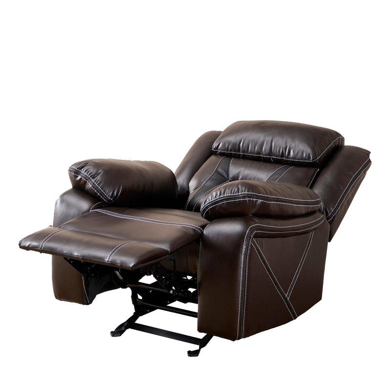 Reclining upholstered manual puller in faux leather, Brown 38.58*38.58*40.16 - Urban Living Furniture (Los Angeles, CA)