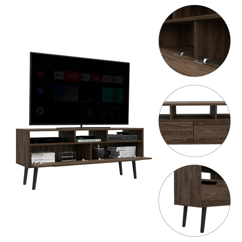 New Haven 2-Drawer 3-Shelf TV Stand Dark Walnut