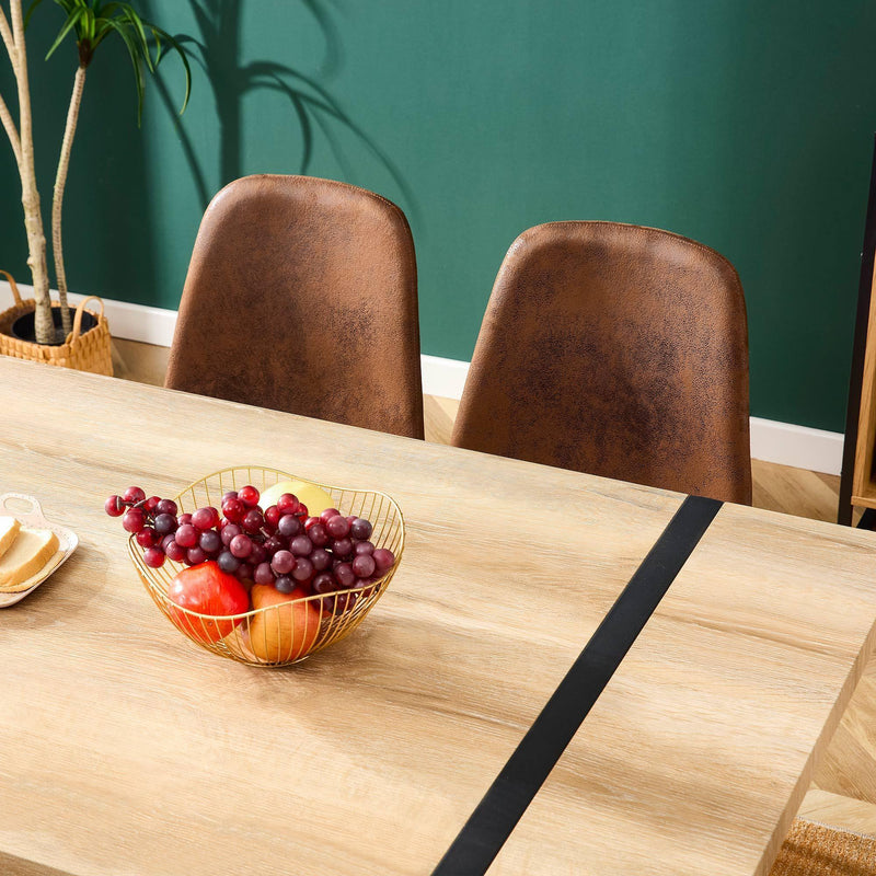 Rustic Industrial Rectangular Wood Dining Table For 4-6 Person, With 1.5" Thick Engineered Wood Tabletop and Black Metal Legs, Writing Desk For Kitchen Dining Living Room, 63" W x 35.4" D x 29.9" H - Urban Living Furniture (Los Angeles, CA)