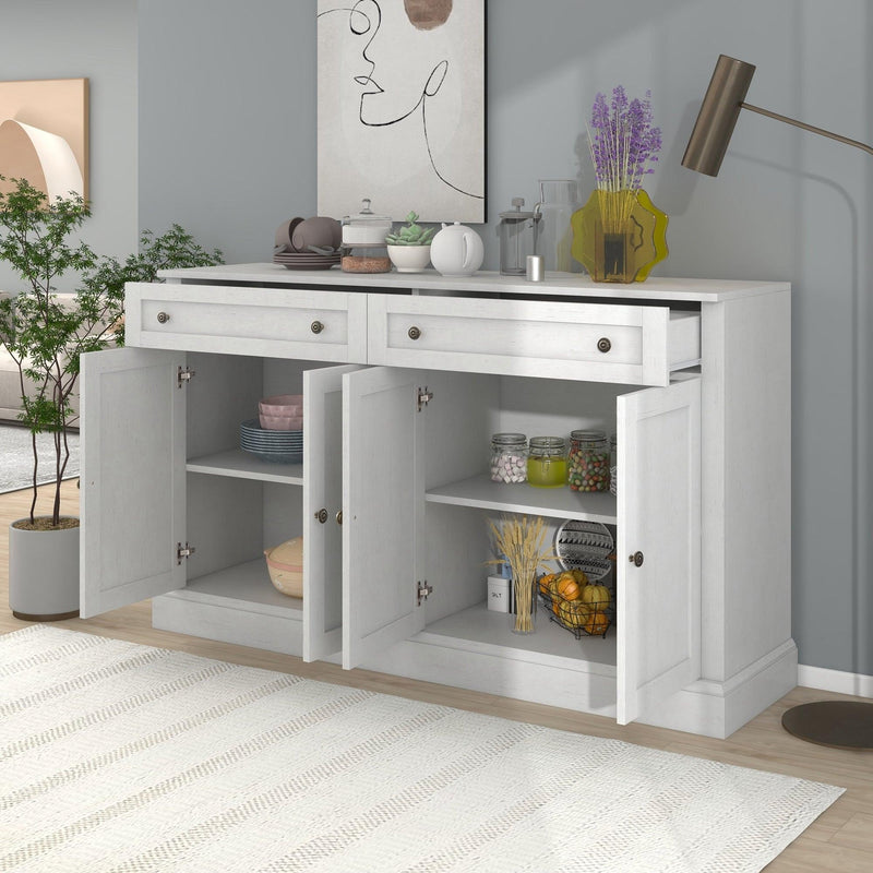 Kitchen SideboardStorage Buffet Cabinet with 2 Drawers & 4 Doors Adjustable Shelves for Dining Room, Living Room (Antique White) - Urban Living Furniture (Los Angeles, CA)