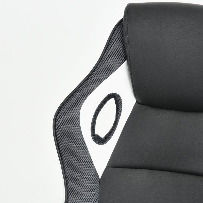 Gaming Office Chair with Fabric Adjustable Swivel, BLACK AND WHITE
