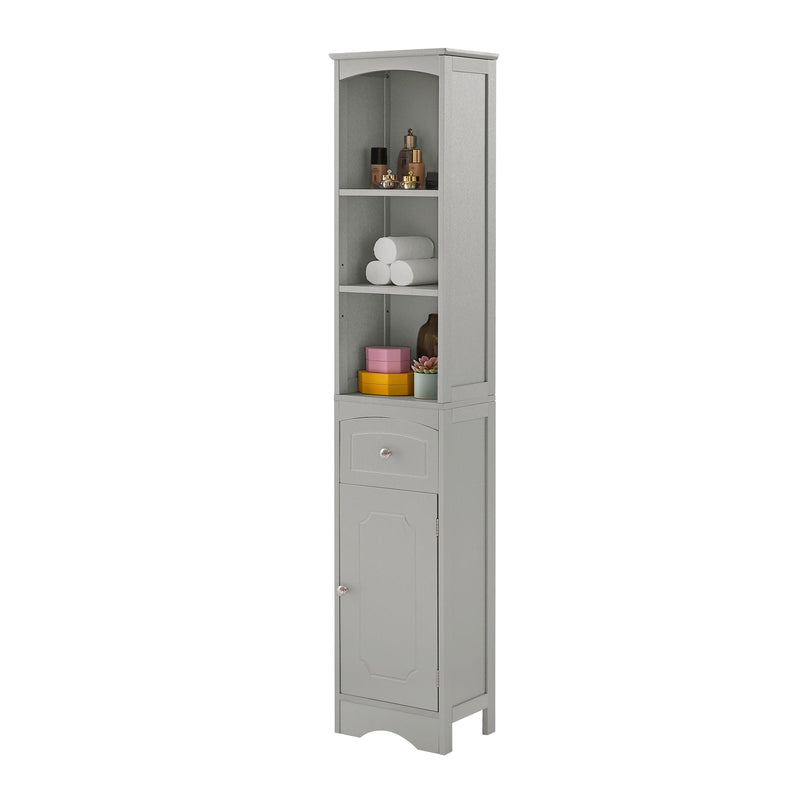 Tall Bathroom Cabinet, FreestandingStorage Cabinet with Drawer, MDF Board, Adjustable Shelf, Grey - Urban Living Furniture (Los Angeles, CA)