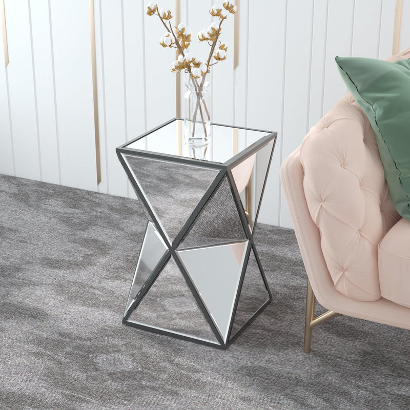 Mirrored End Table, Mirrored Nightstand, Silver Side Table for Bedroom Living Room - Urban Living Furniture (Los Angeles, CA)