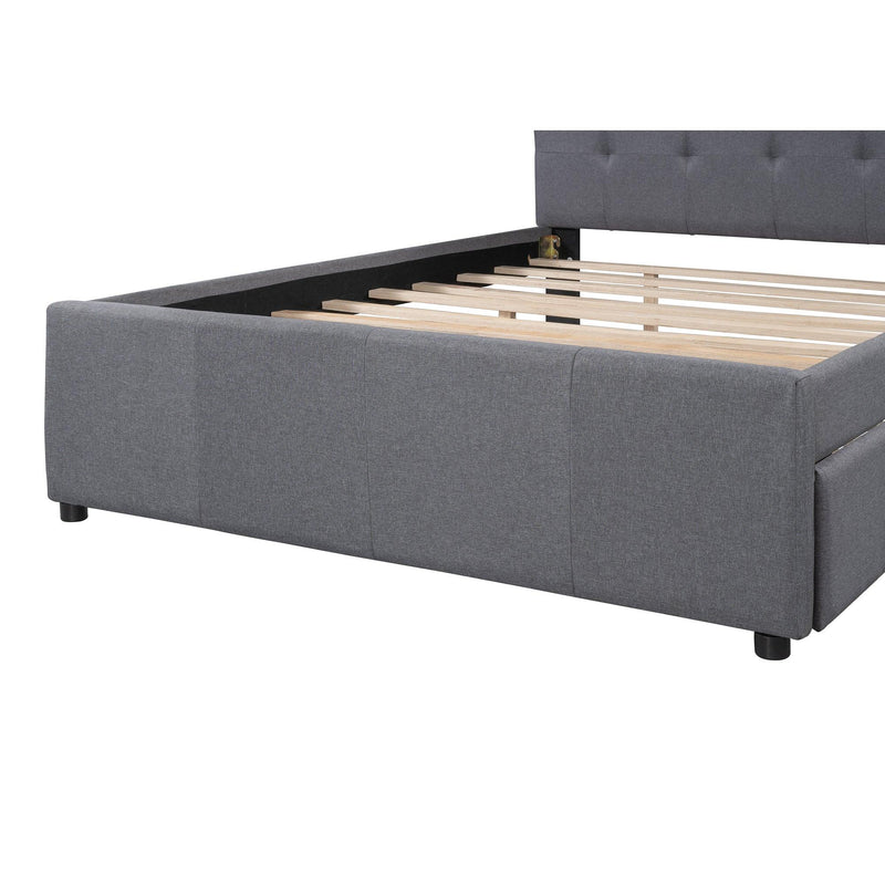 Linen Upholstered Platform Bed With Headboard and Trundle, Full - Urban Living Furniture (Los Angeles, CA)