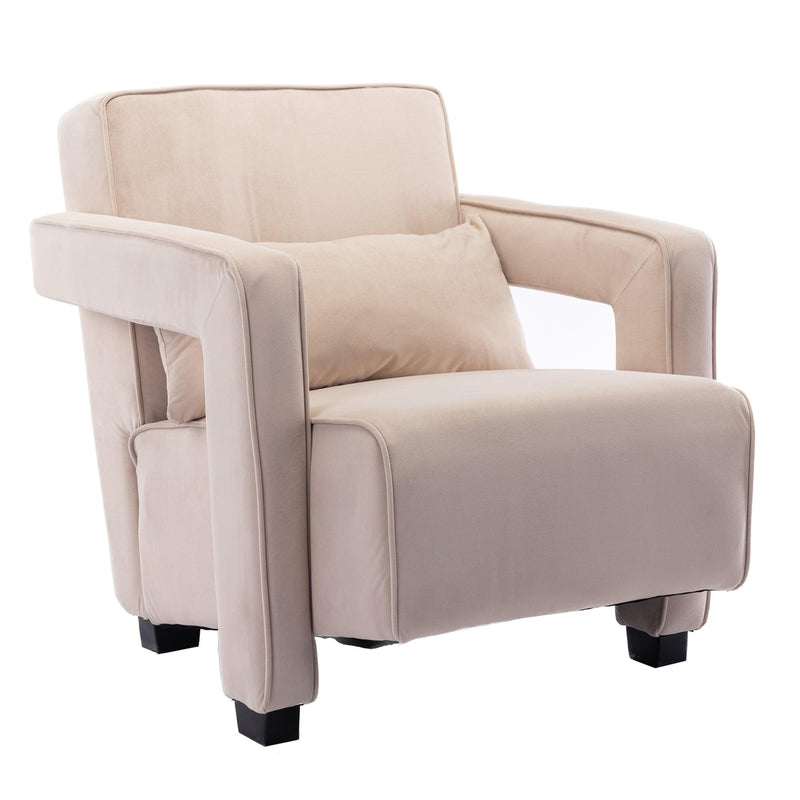 Modern  Velvet Open Back Upholstered Armchair with Pillow - Urban Living Furniture (Los Angeles, CA)