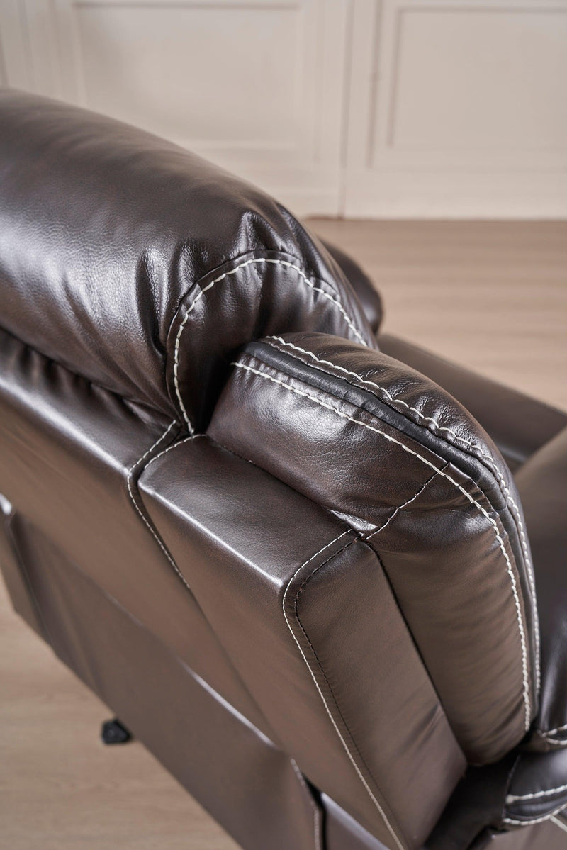 Reclining upholstered manual puller in faux leather, Brown 38.58*38.58*40.16 - Urban Living Furniture (Los Angeles, CA)