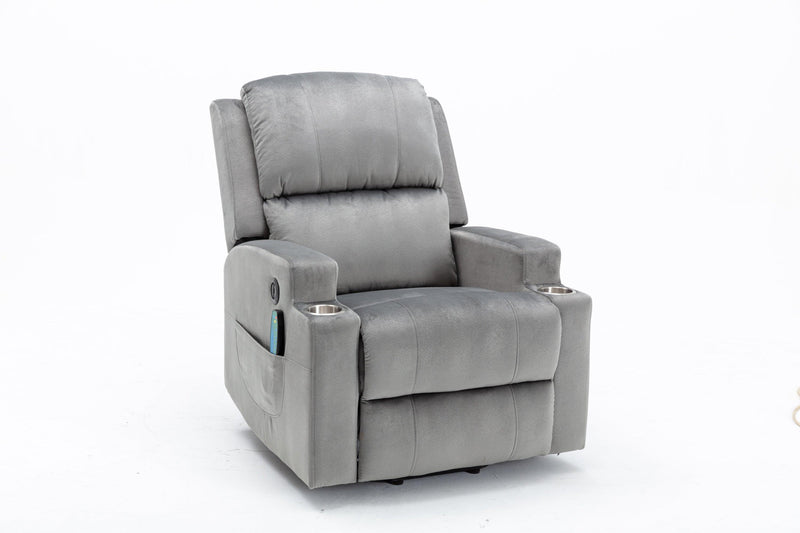 Electric Lift Recliner for the Elderly with Massage Therapy and Heat, Power Lift Chair, with 2 Cupholders, Sofa sSuitable for Living Room& Bed Room, Grey - Urban Living Furniture (Los Angeles, CA)