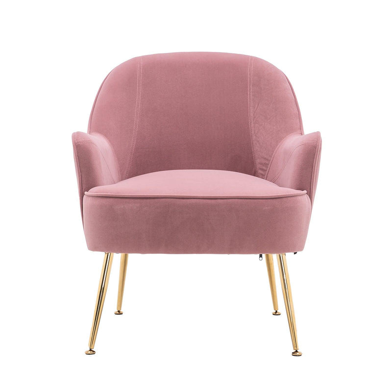 Modern Ergonomics Soft Velvet Fabric Material Accent Chair With Gold Legs And Adjustable Feet Screws For Indoor Home Living Room,Pink - Urban Living Furniture (Los Angeles, CA)