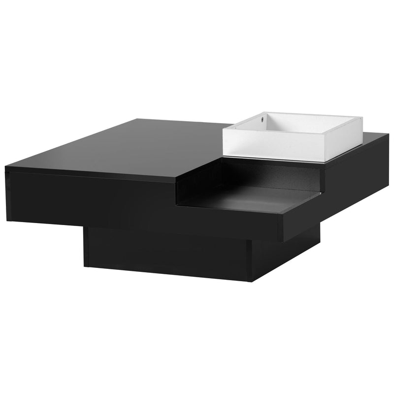 Modern Minimalist Design 31.5*31.5in Square Coffee Table with Detachable Tray and Plug-in 16-color LED Strip Lights Remote Control for Living Room - Urban Living Furniture (Los Angeles, CA)